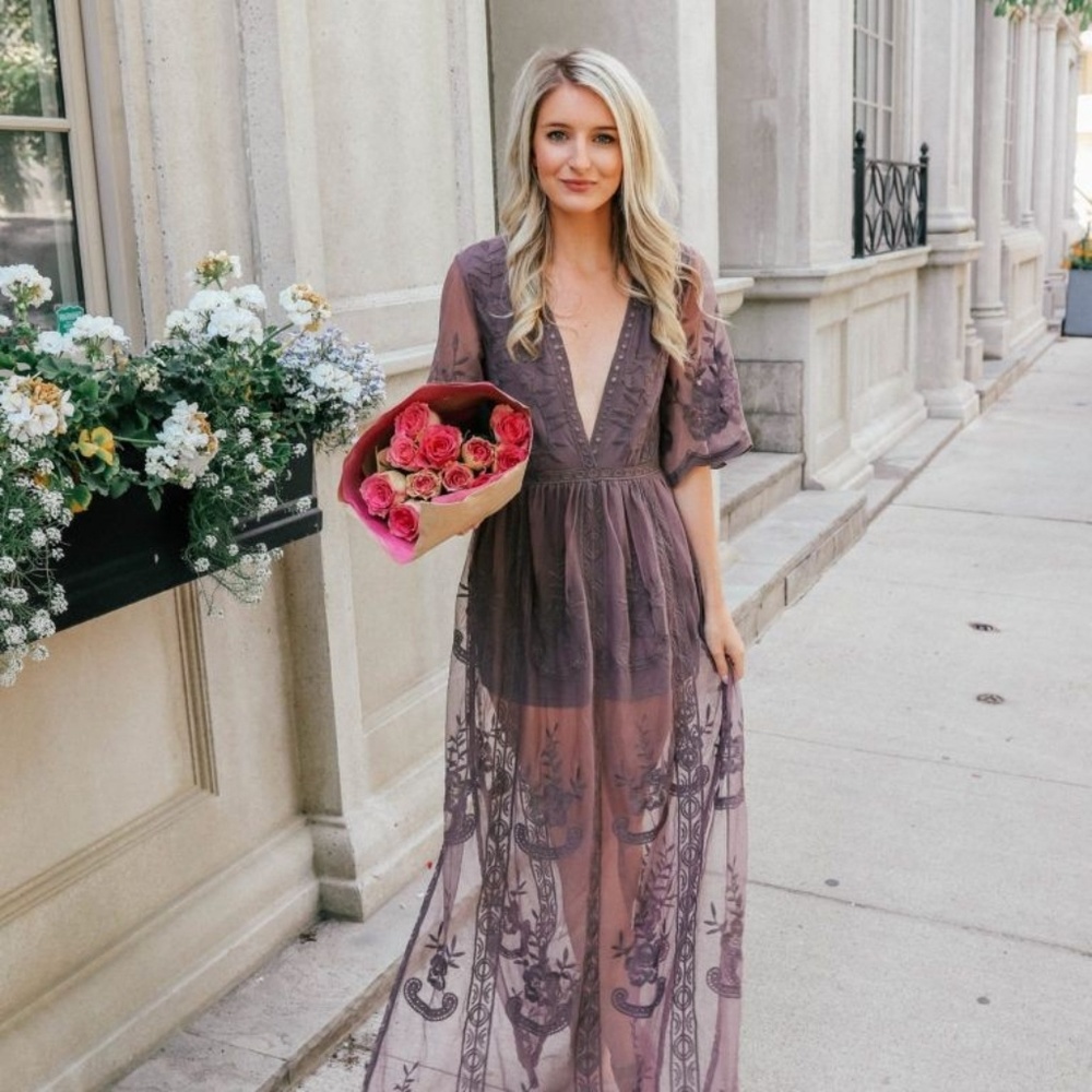 Lace maxi romper dress